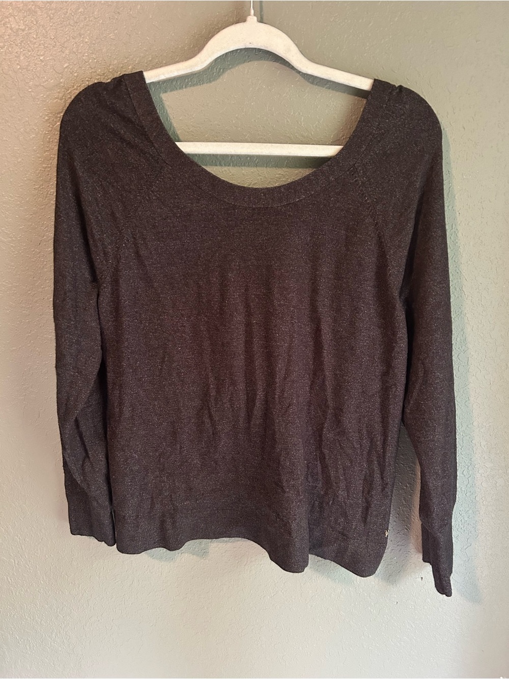 Victorias Secret dark gray heather long sleeve sweater with low dip back